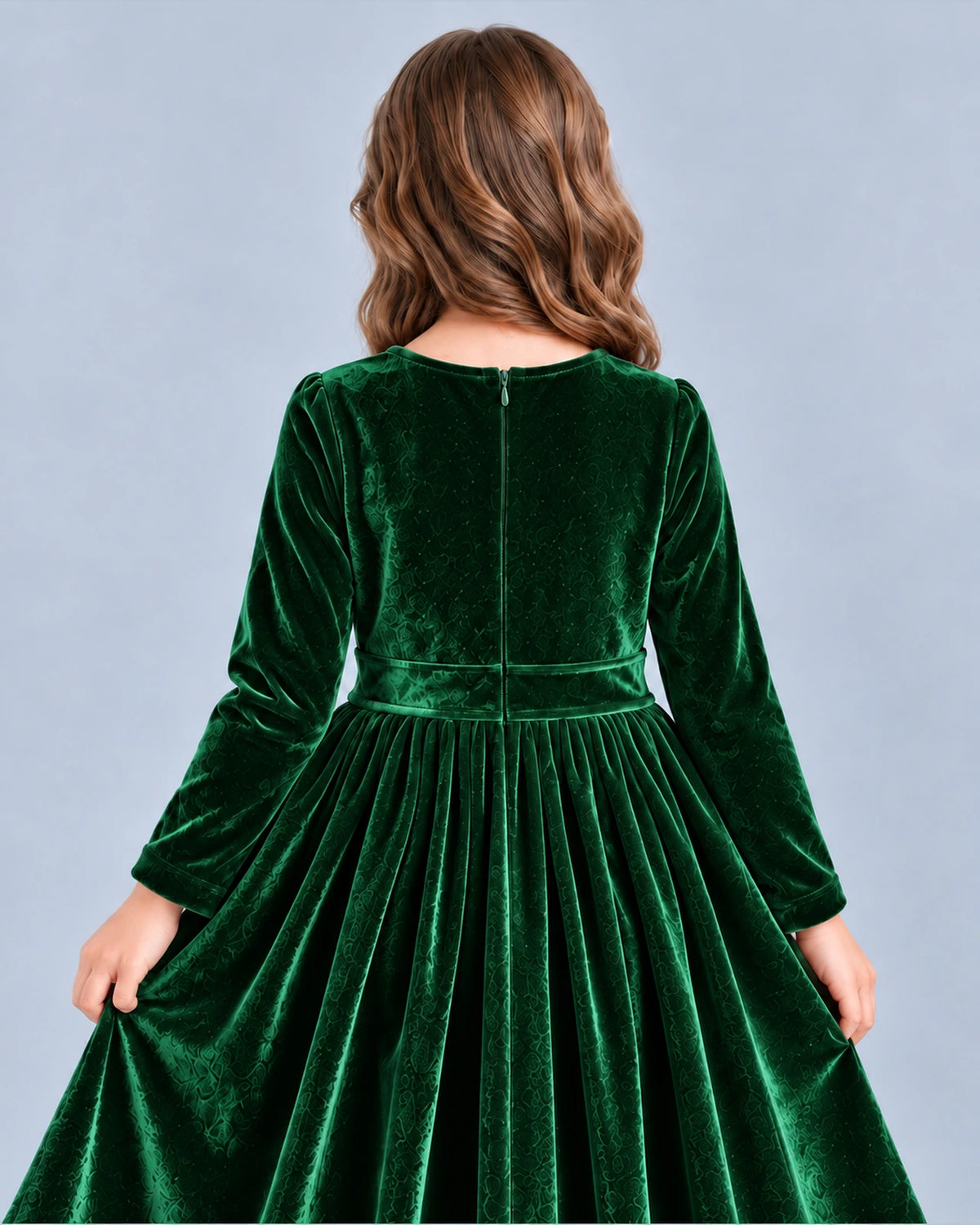 Dark Green A-line Girls Formal Dresses Back_Detail