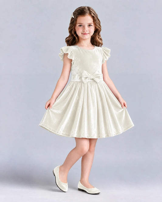 Ivory A-line Girls Formal Dress Front