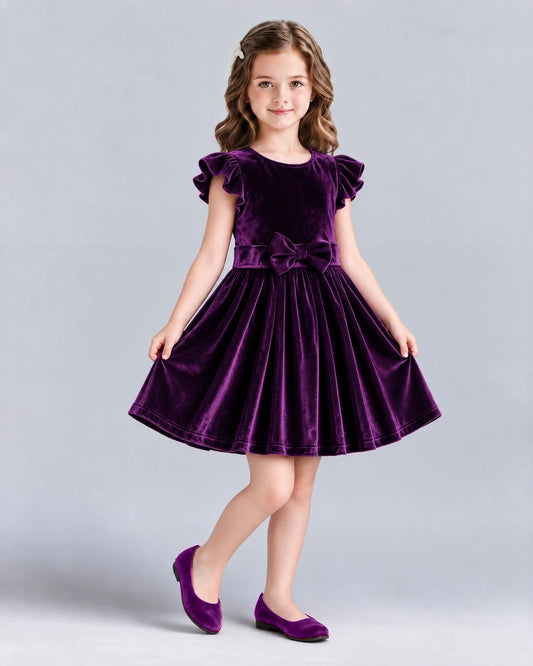 Purple A-line Girls Formal Dress Front
