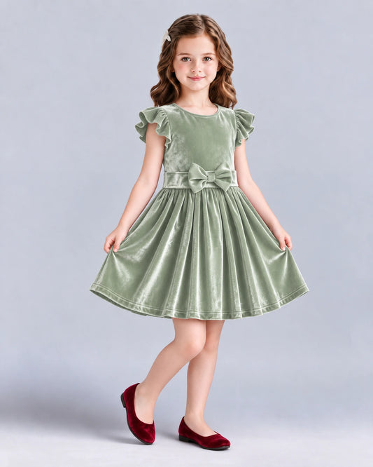 Sage Green A-line Girls Formal Dress Front