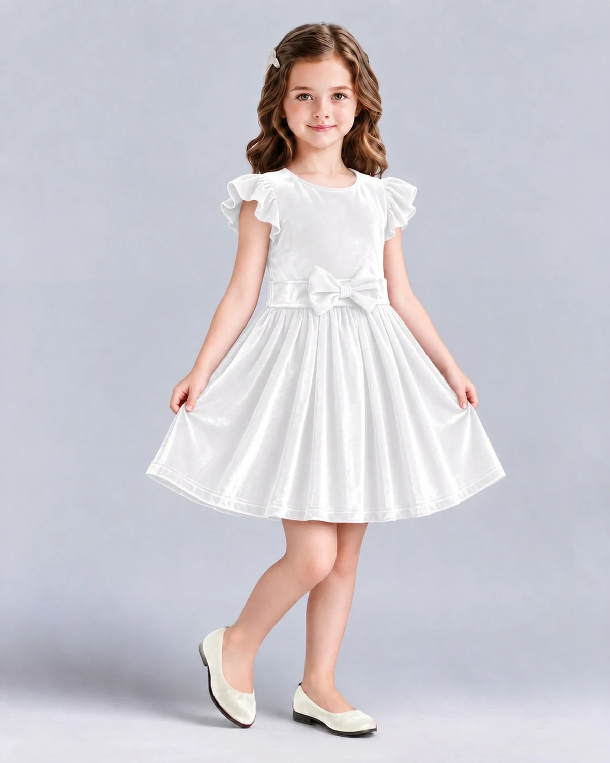White A-line Girls Formal Dress Front