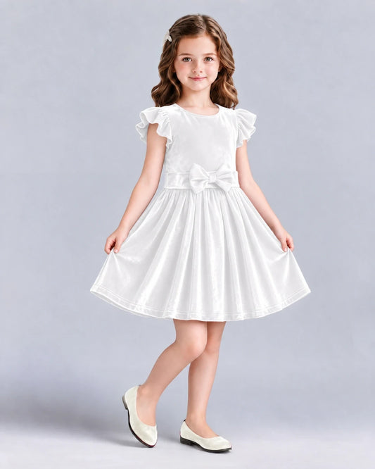 White A-line Girls Formal Dress Front