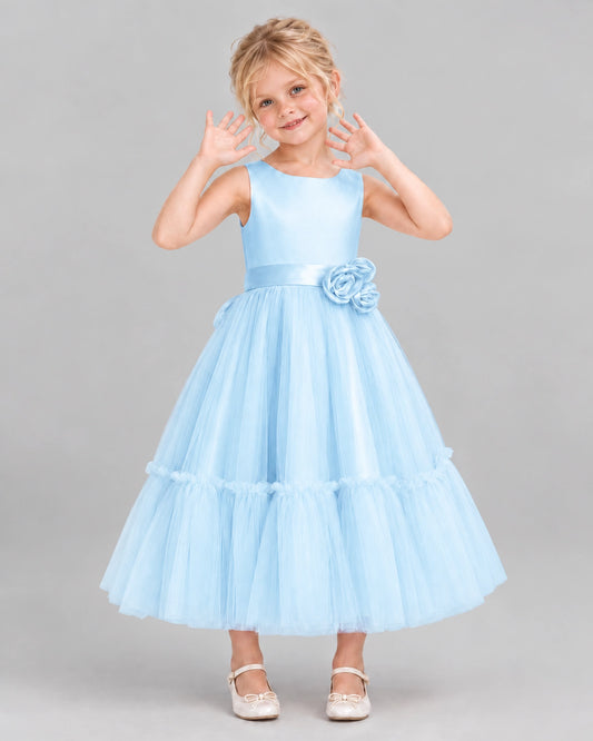 Baby Blue A-line Flower Girl Dresses Front