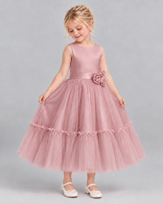Blush Pink A-line Flower Girl Dresses Side