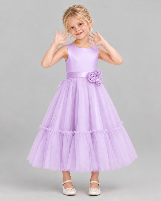 Lilac A-line Flower Girl Dresses Front
