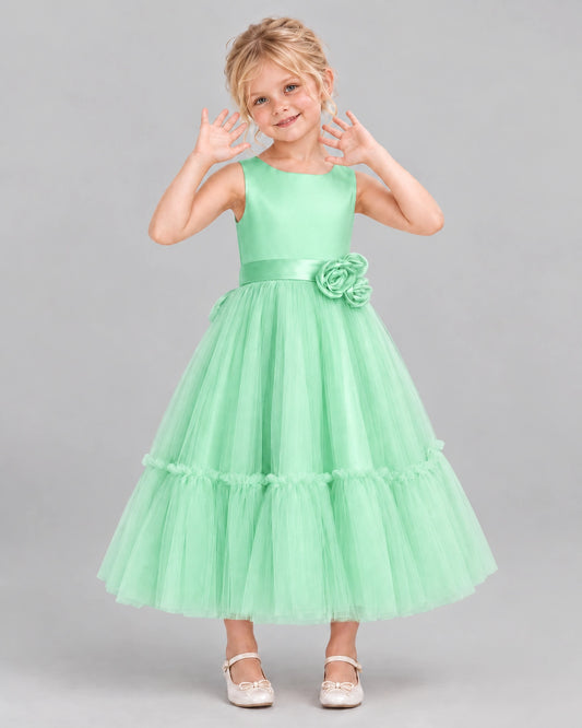 Mint Green A-line Flower Girl Dresses Front