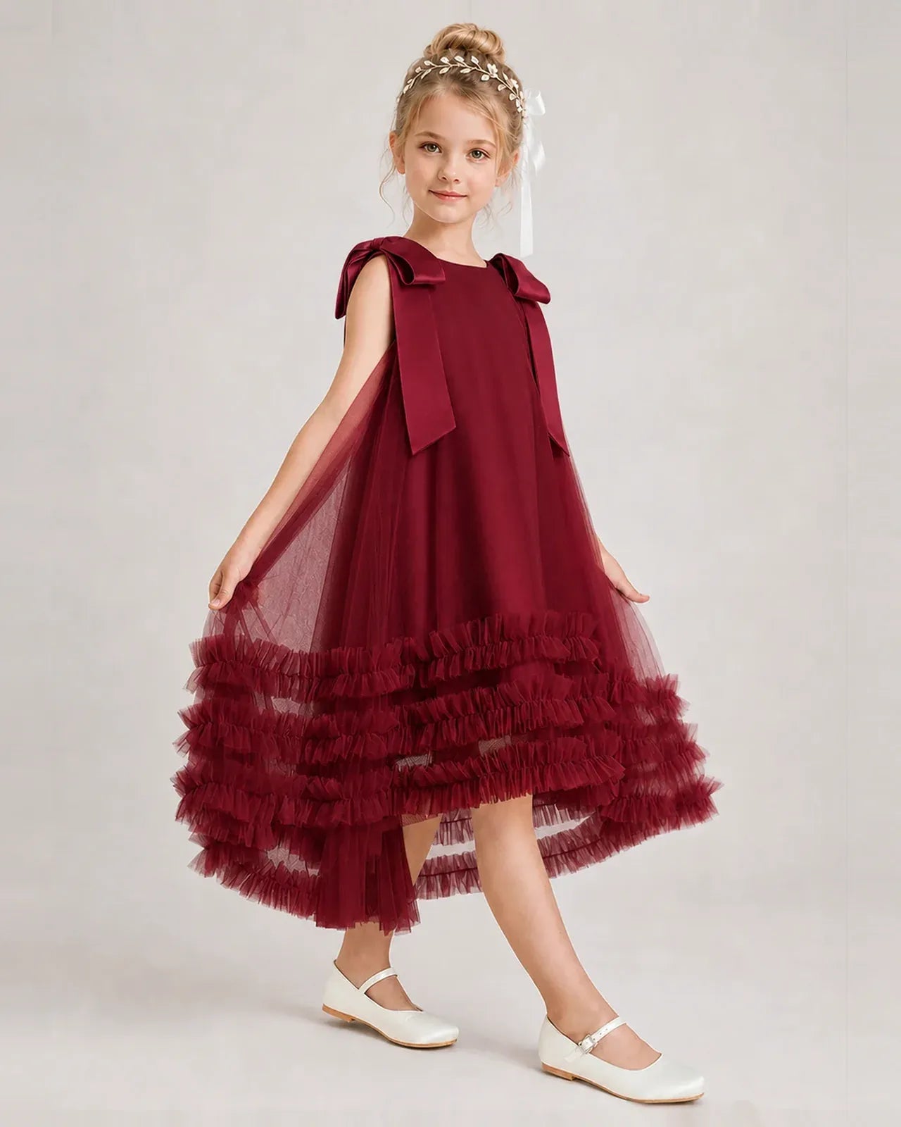 Windred Tulle A-line Girls Formal Dress Side View