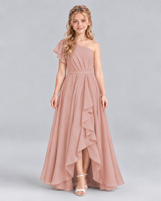 Dusty Rose A-line Junior Bridesmaid Dresses Front