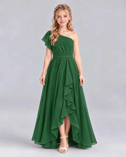Emerald Green A-line Junior Bridesmaid Dresses Front
