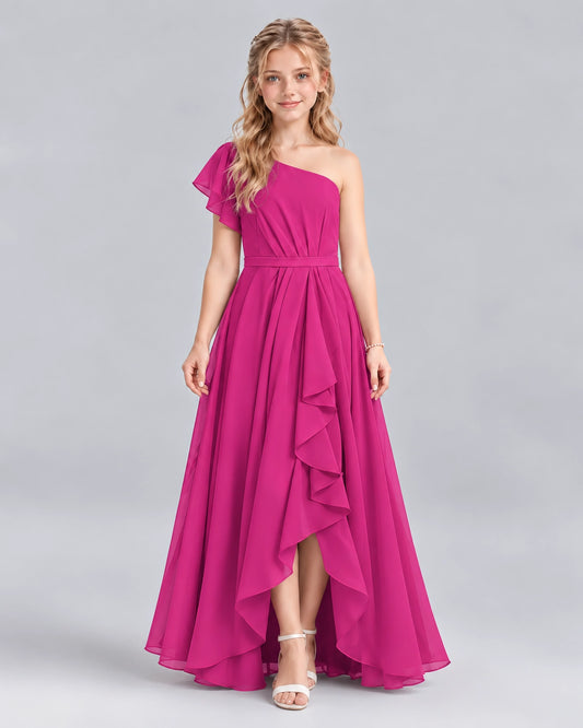 Hot Pink A-line Junior Bridesmaid Dresses Front