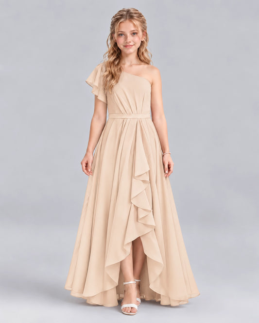 Peach A-line Junior Bridesmaid Dresses Front