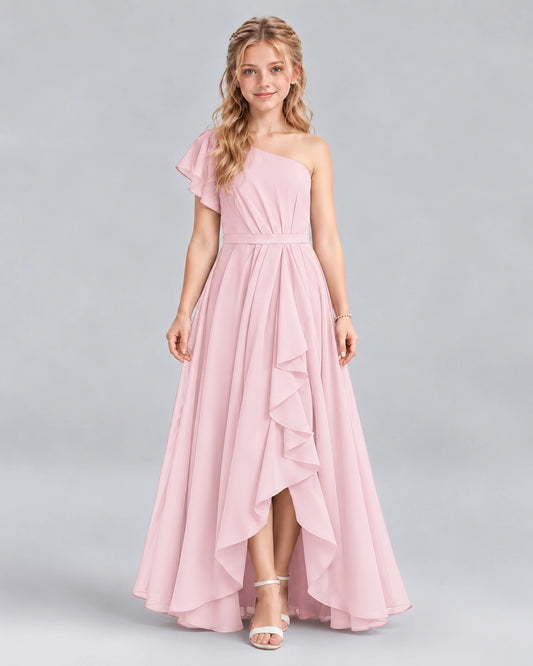 Pink A-line Junior Bridesmaid Dresses Front