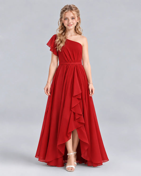 Red A-line Junior Bridesmaid Dresses Front