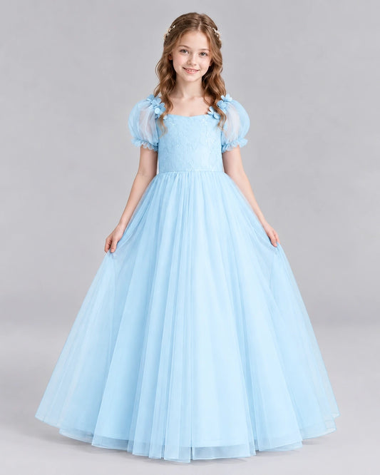 Baby Blue Ball Gown Girls Formal Dresses Front