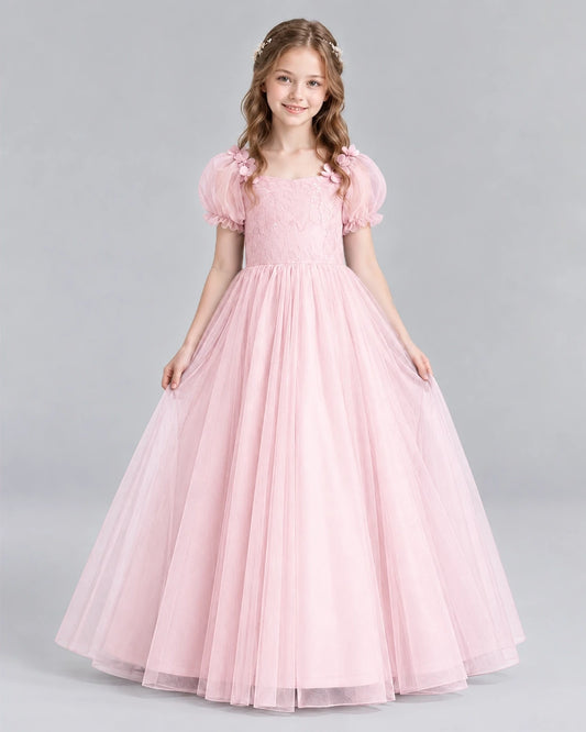 Pink Ball Gown Girls Formal Dresses Front