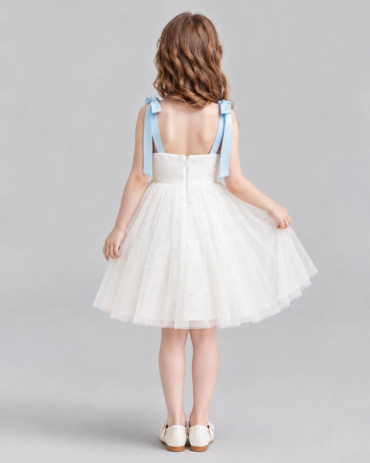 Baby Blue A-line Flower Girl Dresses Back