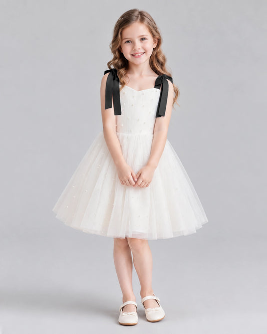 Black A-line Flower Girl Dresses Front