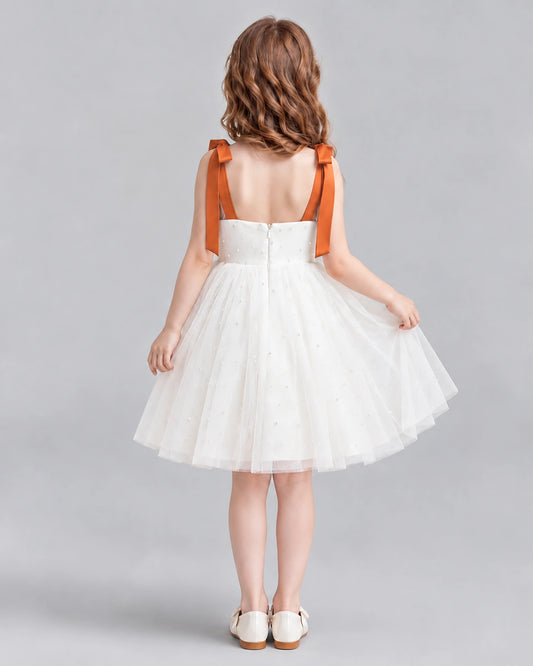 Burnt Orange A-line Flower Girl Dresses Back