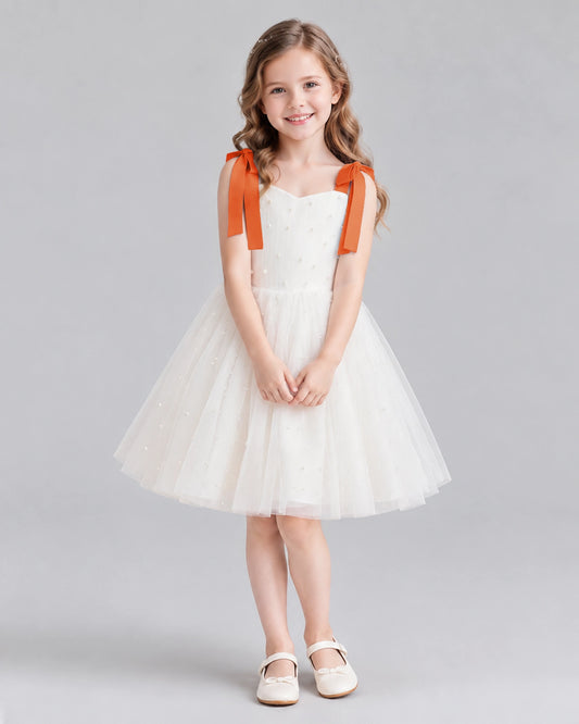 Burnt Orange A-line Flower Girl Dresses Front