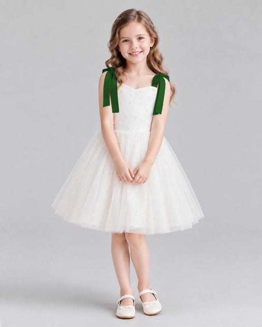 Dark Green A-line Flower Girl Dresses Front