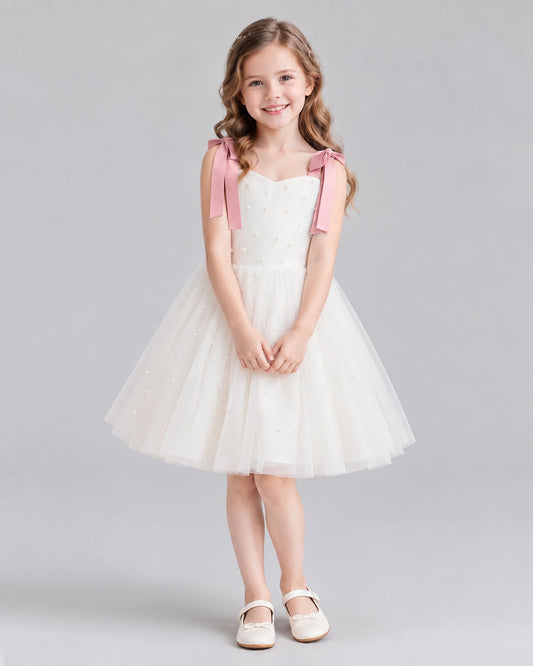 Dusty Rose A-line Flower Girl Dresses Front