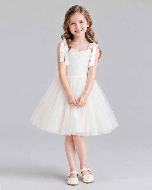 Ivory A-line Flower Girl Dresses Front