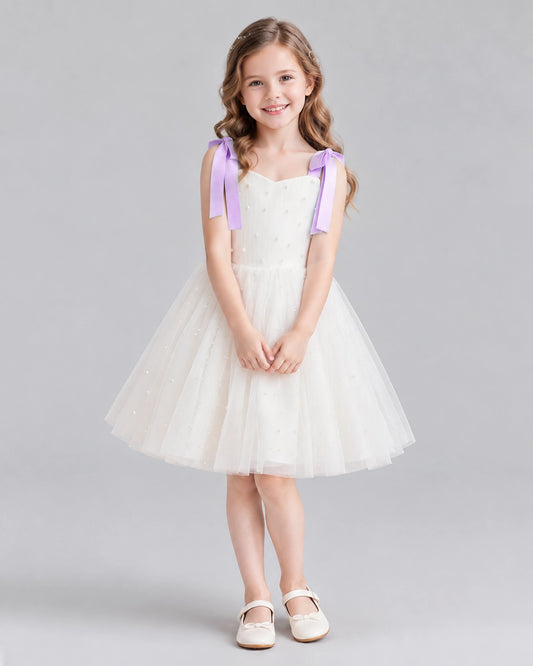 Lilac A-line Flower Girl Dresses Front