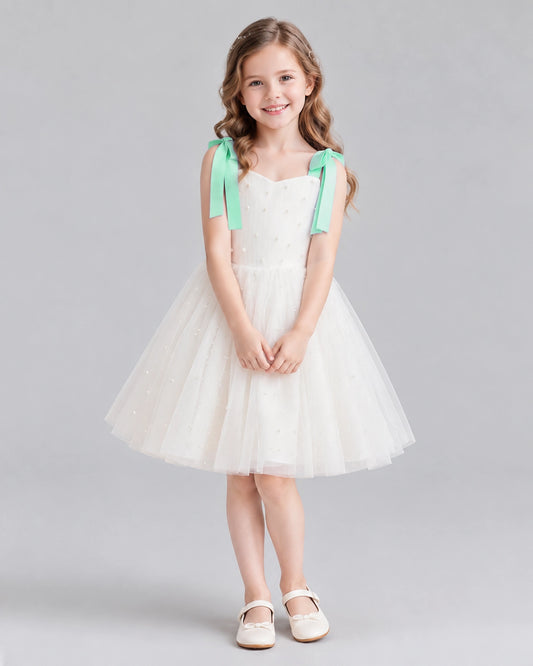 Turquoise A-line Flower Girl Dresses Front