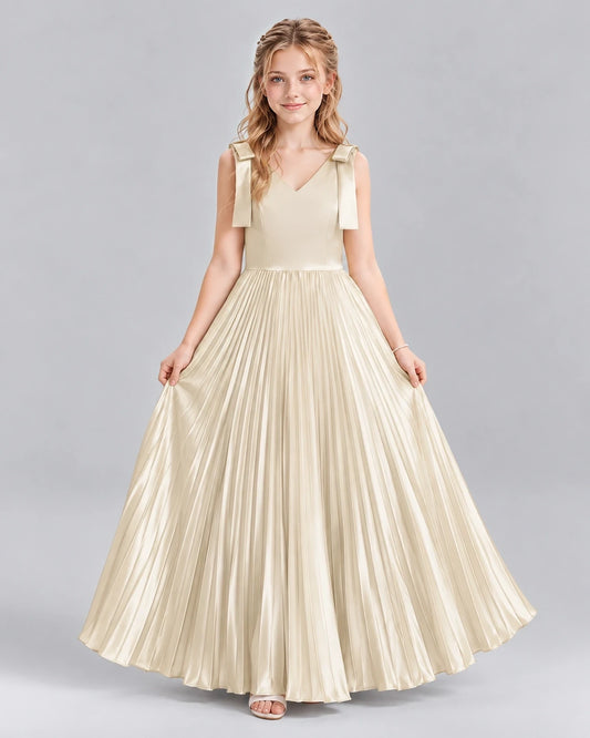 Champagne A-line Junior Bridesmaid Dresses Front