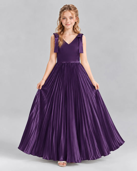 Grape A-line Junior Bridesmaid Dresses Front