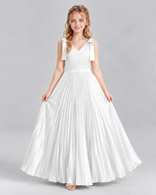 Ivory A-line Junior Bridesmaid Dresses Front