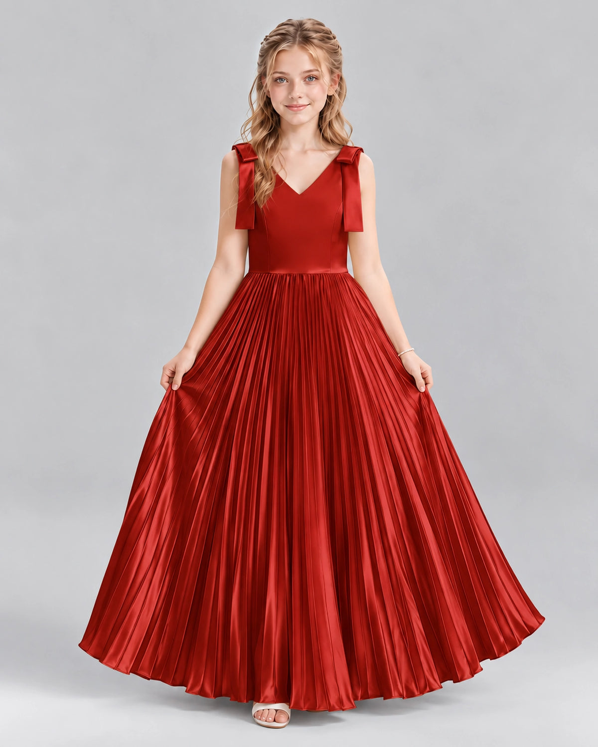 Red A-line Junior Bridesmaid Dresses Front