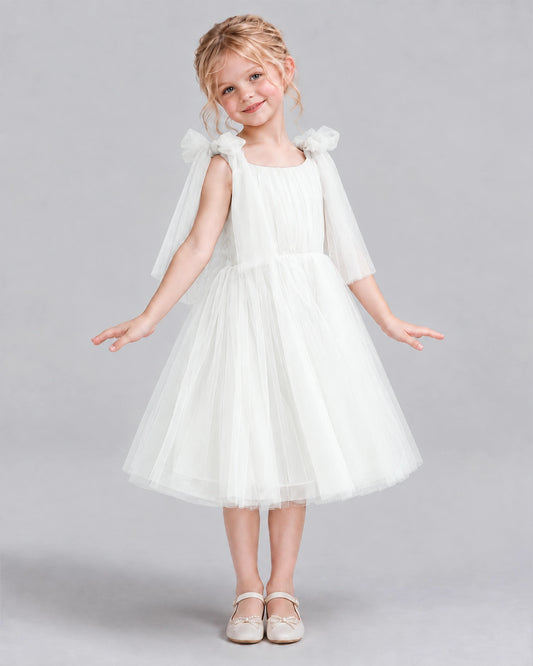 Ivory A-line Flower Girl Dresses Side