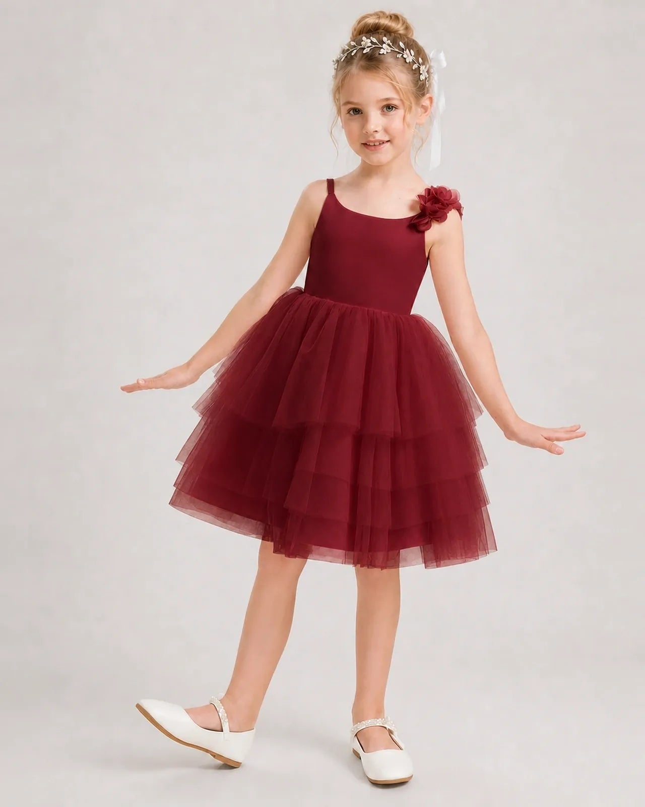 Windred Tulle A-line Girls Formal Dress Front View