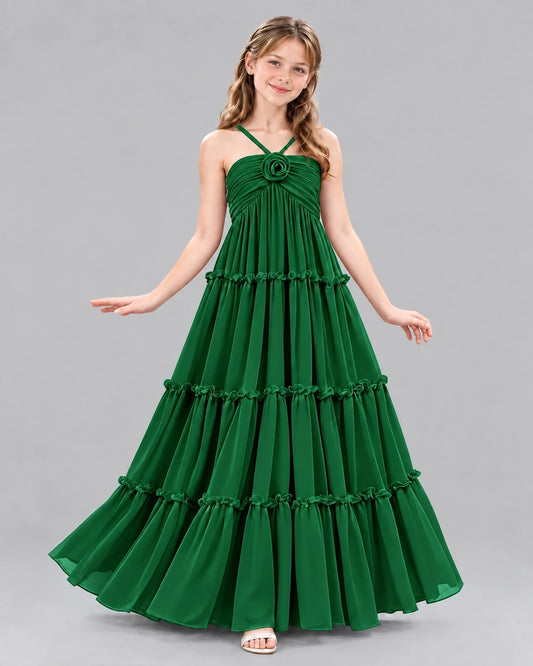 Dark Green Ball Gown Junior Bridesmaid Dresses Front
