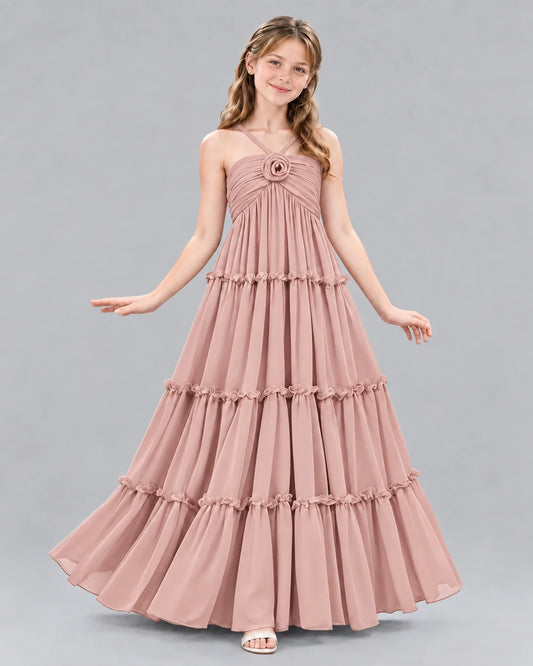 Dusty Rose Ball Gown Junior Bridesmaid Dresses Front