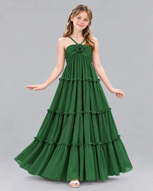 Emerald Green Ball Gown Junior Bridesmaid Dresses Front