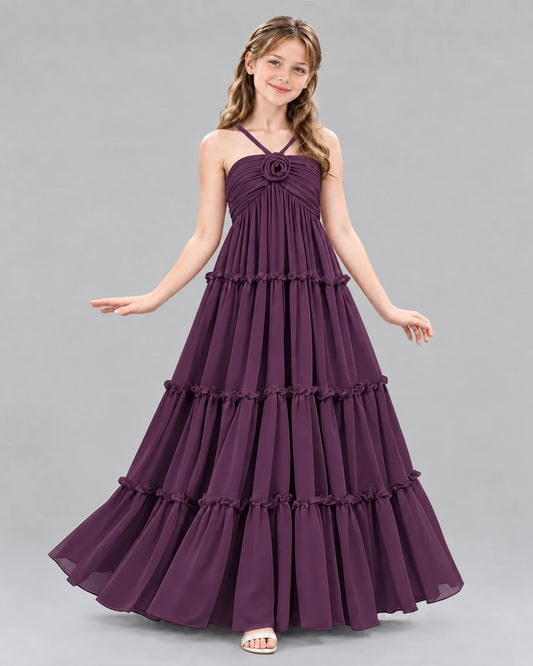 Grape Ball Gown Junior Bridesmaid Dresses Front