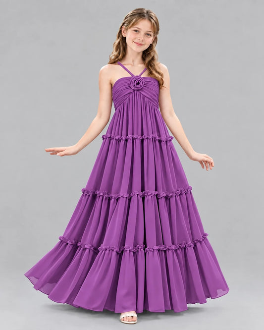 Purple Ball Gown Junior Bridesmaid Dresses Front