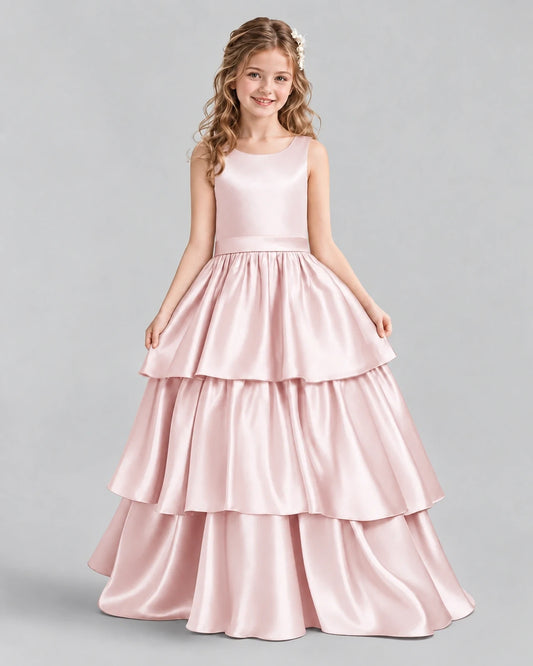 Blush Pink Ball Gown Girls Formal Dresses Front