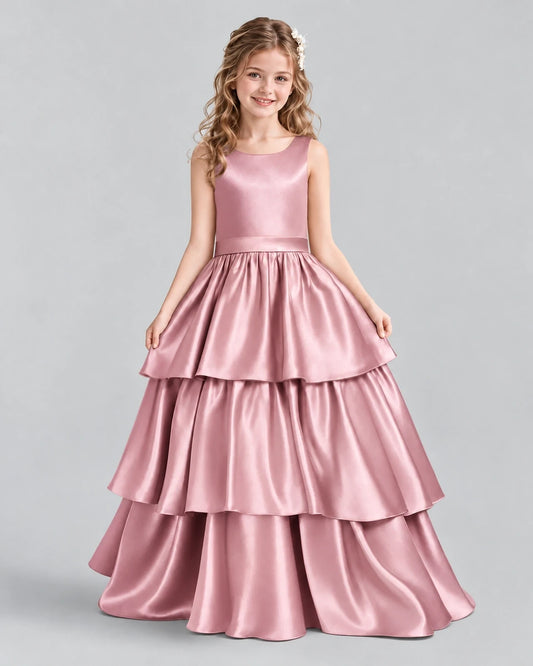 Dusty Rose Ball Gown Girls Formal Dresses Front