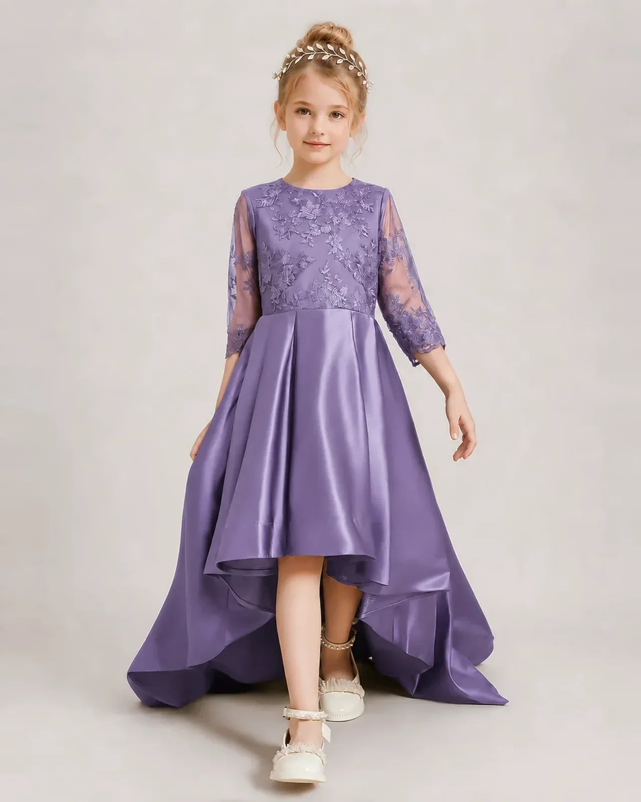 Wisteria Satin A-line Pageant Dress Front View