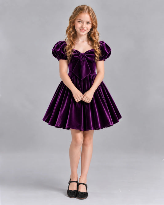 Purple A-line Girls Formal Dress Front