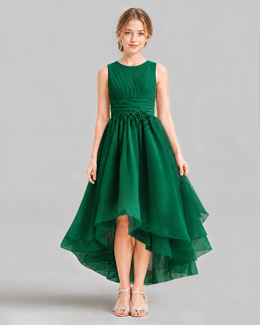 Dark Green A-line Girls Formal Dresses Front