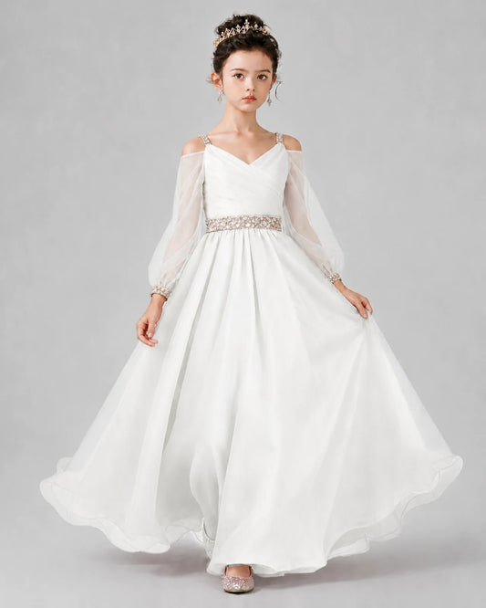 Ivory A-line Girls Pageant Dresses Front