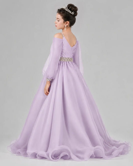 Lilac A-line Girls Pageant Dresses Back