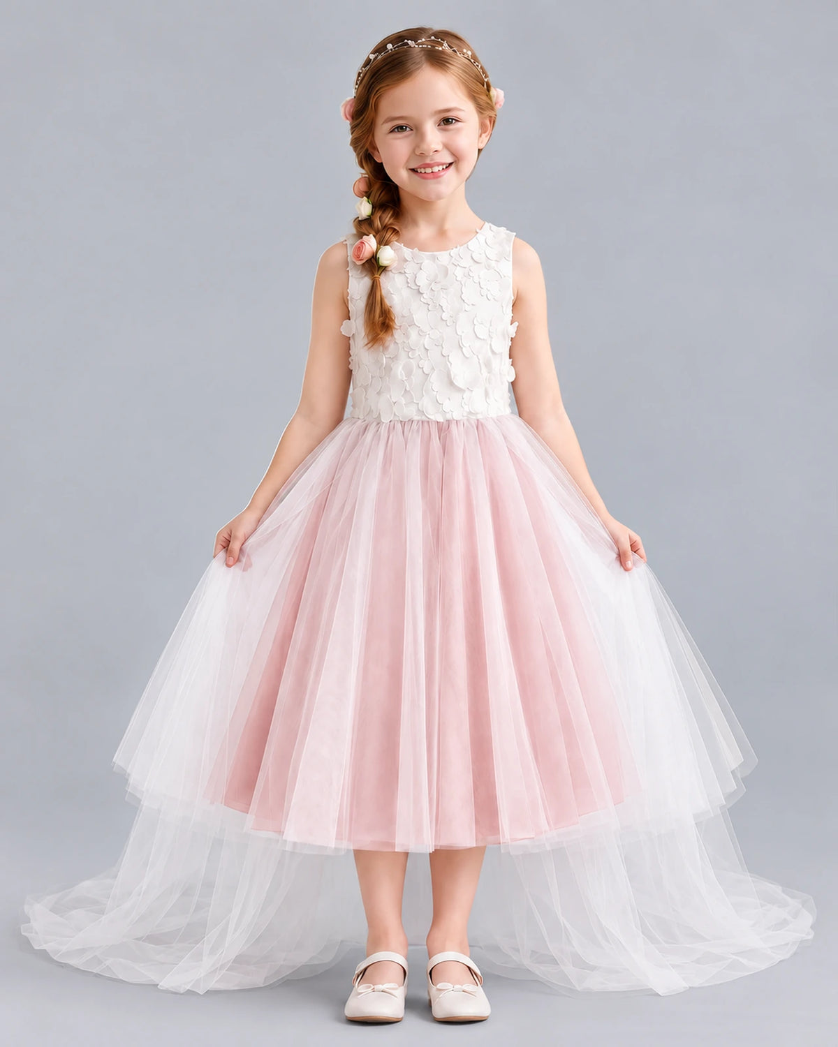 Pink Ball Gown Flower Girl Dresses Front