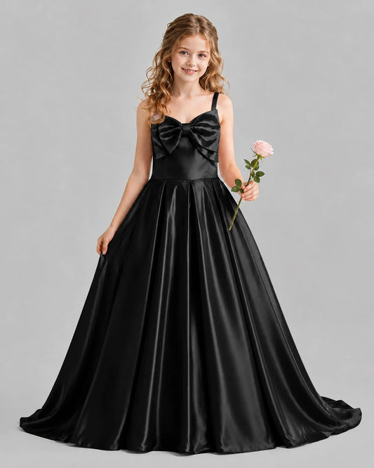 Black Ball Gown Girls Pageant Dresses Front