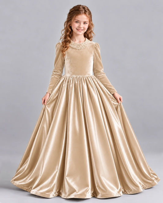 Champagne Ball Gown Girls Formal Dress Front