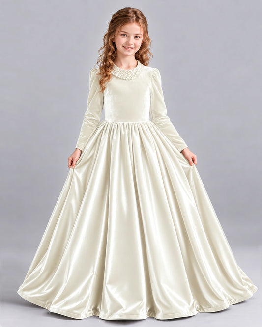 Ivory Ball Gown Girls Formal Dress Front